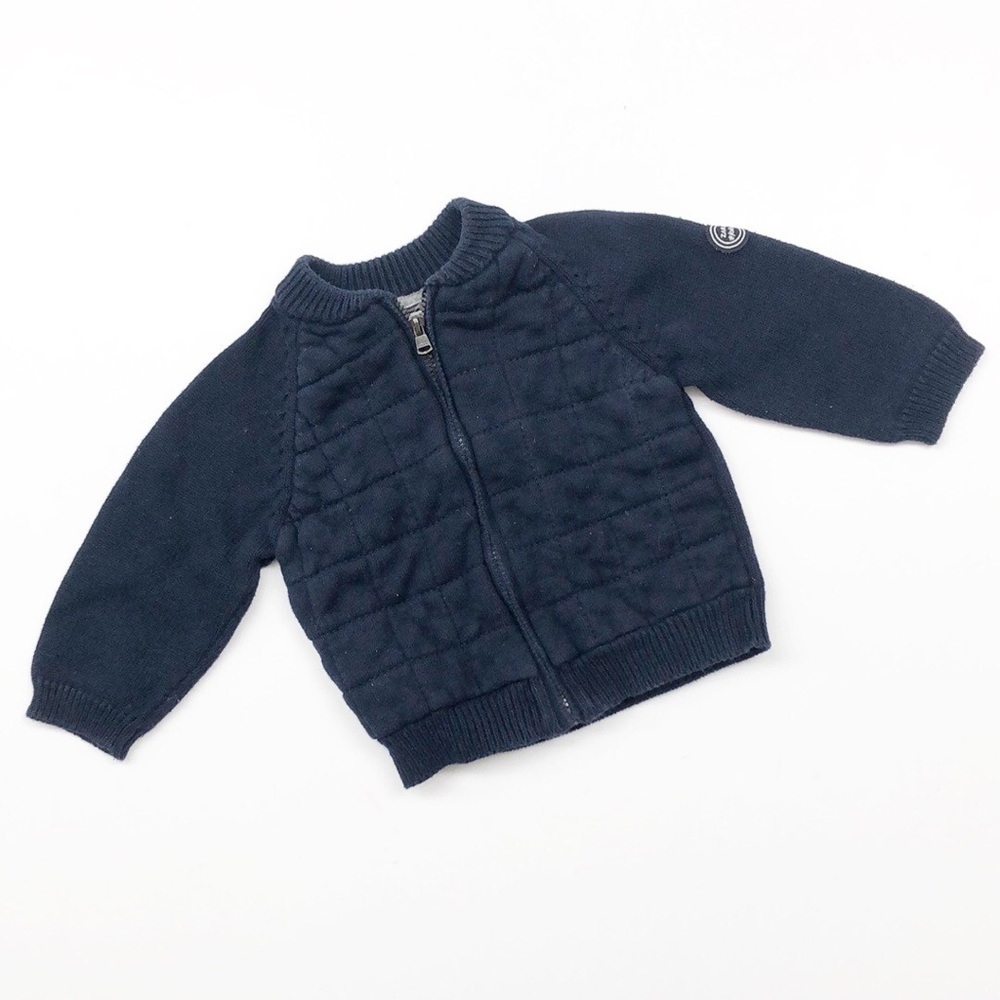 Zara Baby Knit Wear navy blue quilted zip up jacket
